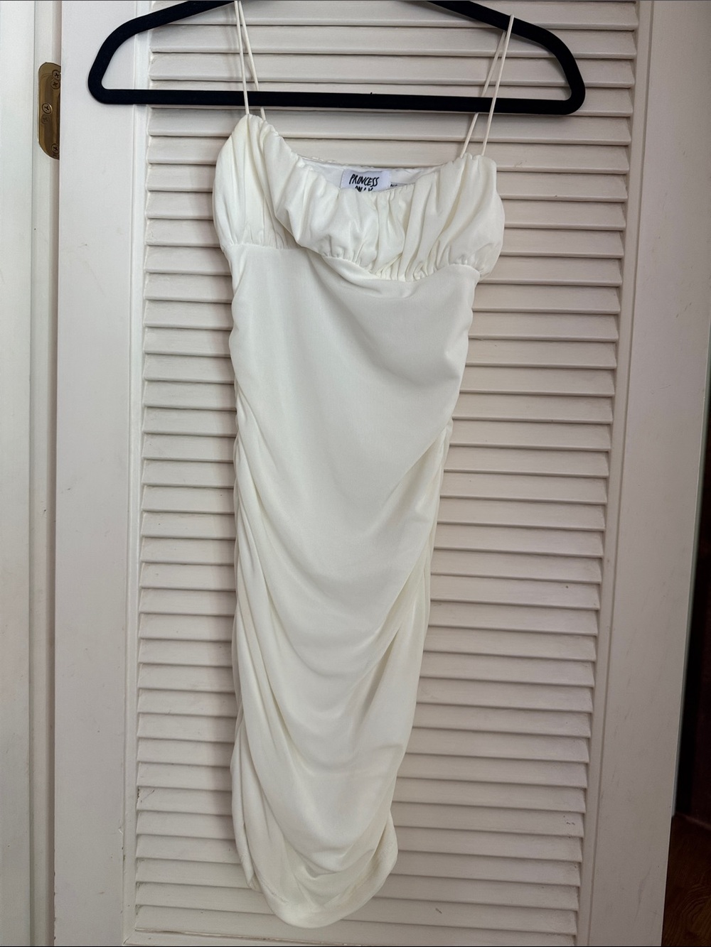 Princess Polly white Ruched Midi Dress